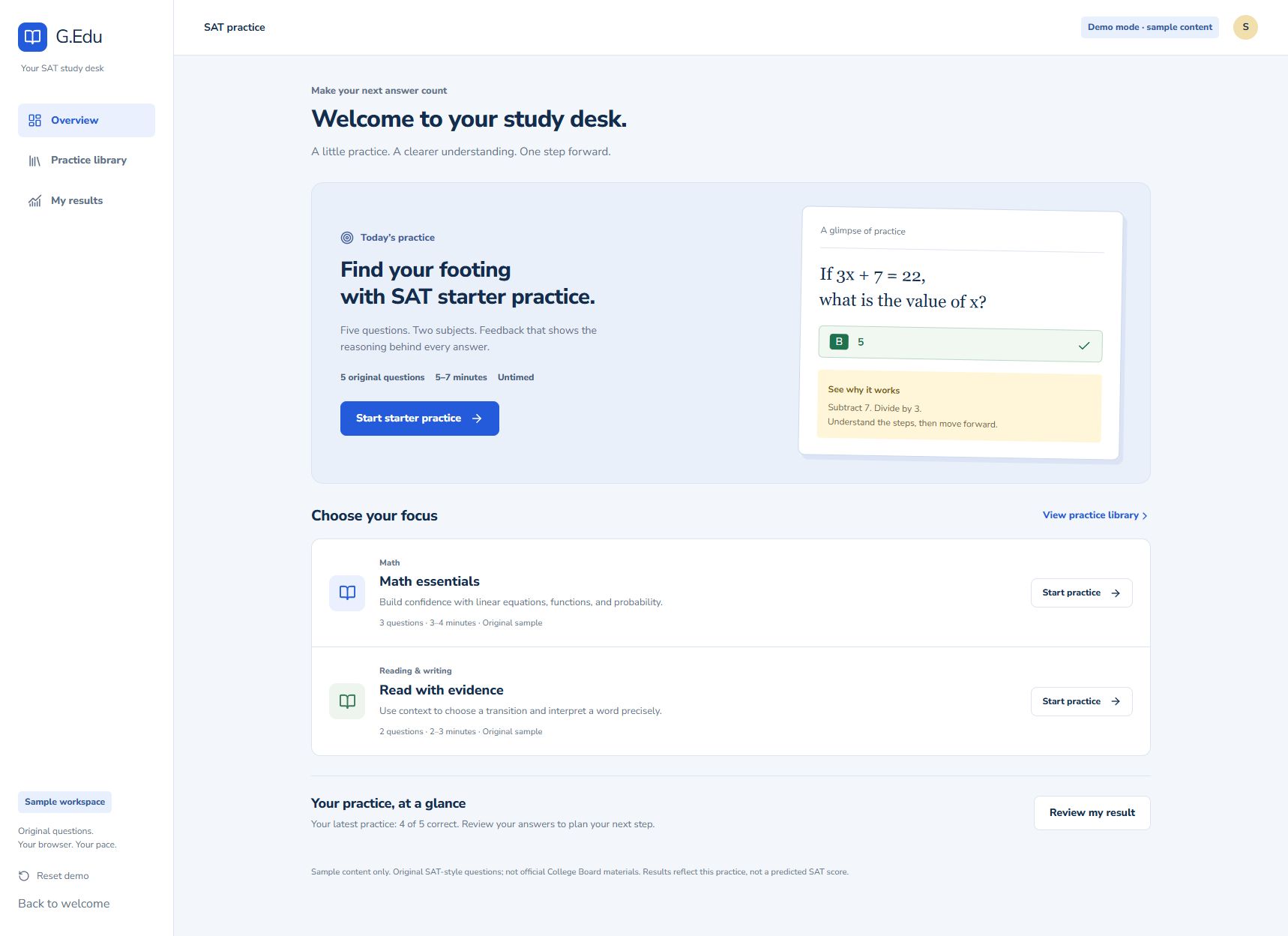 Screenshot of the G.Edu founder prototype
